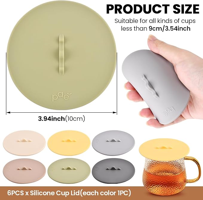 6Pcs Silicone Cup Lids, Silicone Multicolored Cup Covers, Universal Mug Cover - Image 4