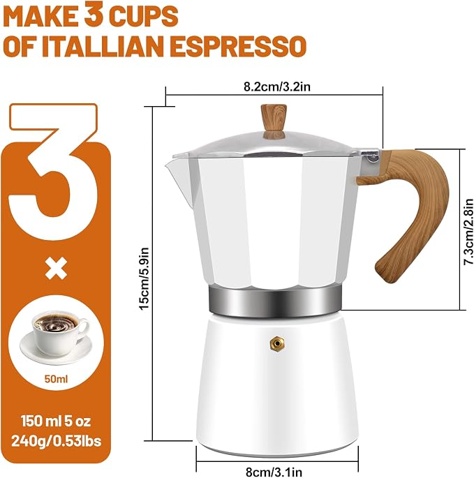 3 Cup Aluminum Espresso Stovetop Moka Pot Express Coffee Maker Percolator - Image 2