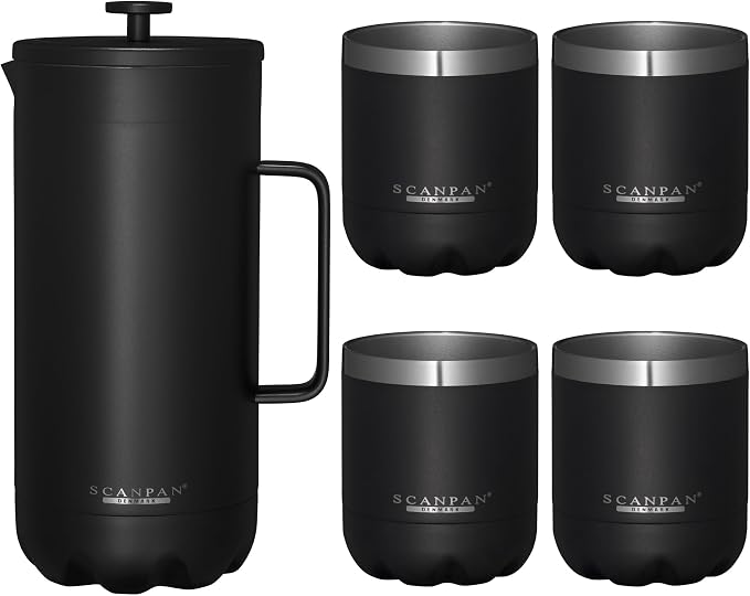 Scanpan TO GO French Press Coffee Maker 1.0L + 4 Vacuum Cups 250 mL by Scanpan