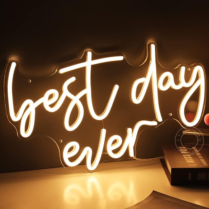 SYLHOME Best Day Ever LED Neon Light Up Sign USB Bedroom Living Room Bar Club - Image 2