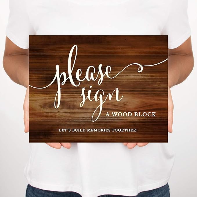 Andaz Press Wedding Party Signs, Rustic Wood Print, 8.5x11-inch, Please Sign a - Image 5