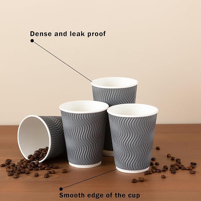 Clawsoff Coffee 120 Pack Cups 12 oz, Corrugated Insulated Ripple Wall - Image 4