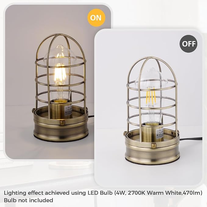 Cerdeco Small Retro Bronze Vintage Table Lamp, Industrial Desktop Lamp - Image 7