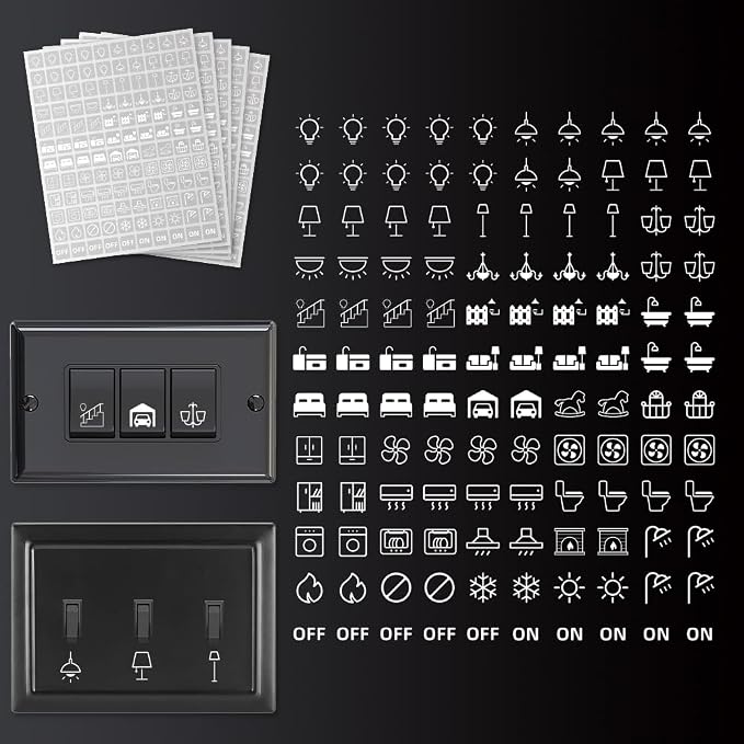 600 Pcs Light Switch Sticker Labels, 33 Designs Transparent Switch ID Stickers by GOMAKERER