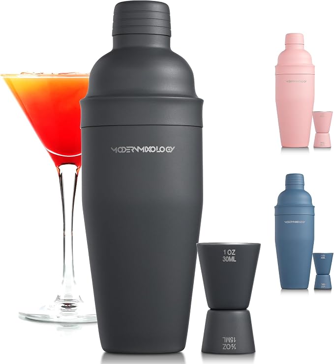 Modern Mixology 24oz Matte Dark Grey Cocktail Shaker Set – Bartender Essentials by ModernMixology