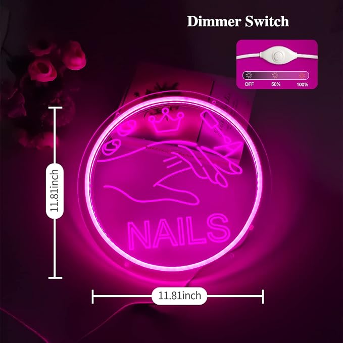 Britrio Nails Neon Sign Light Pink Nails Spa Beauty Salon Studio LED Wall Art - Image 2