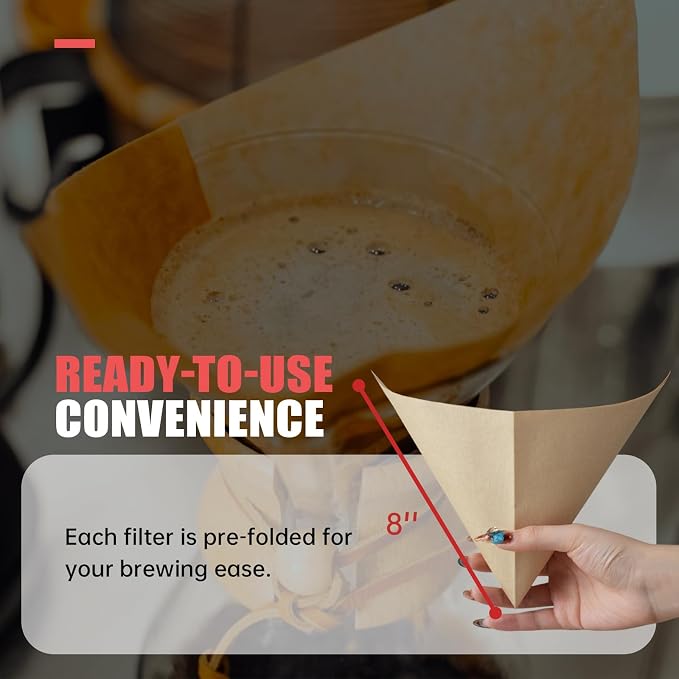200ct Pre-folded Unbleached Cone Coffee Filters, Upgraded 30% Natural Thicker - Image 4