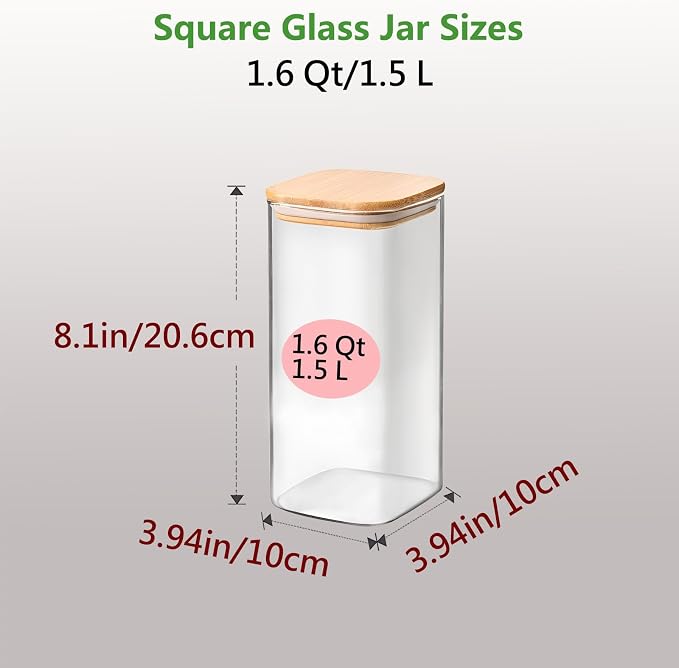 1.6 Qt Square Glass Storage Containers - Image 2