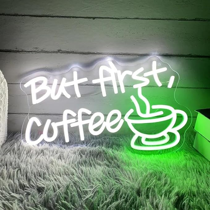 But First Coffee LED Neon Sign Custom Coffee Bar Shop Kitchen Wall Decoration - Image 5
