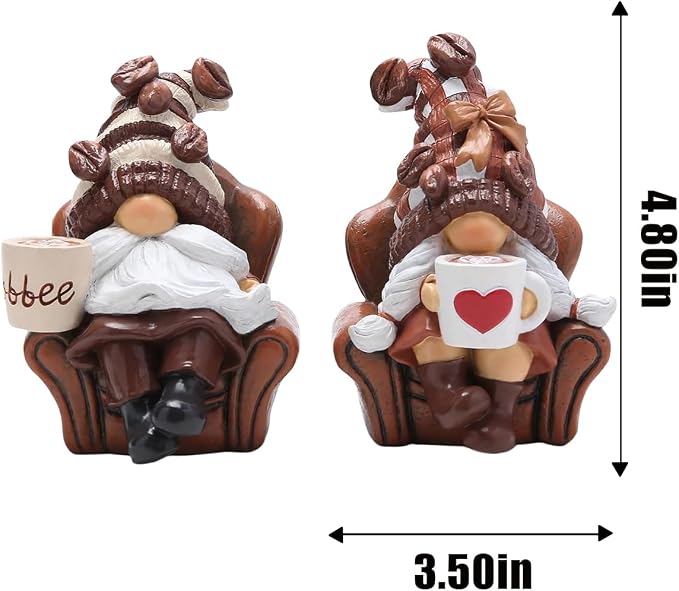 Hodao 2PCS Coffee Gnomes Coffee Bar Decor Accessories Spring Summer Swedish - Image 2