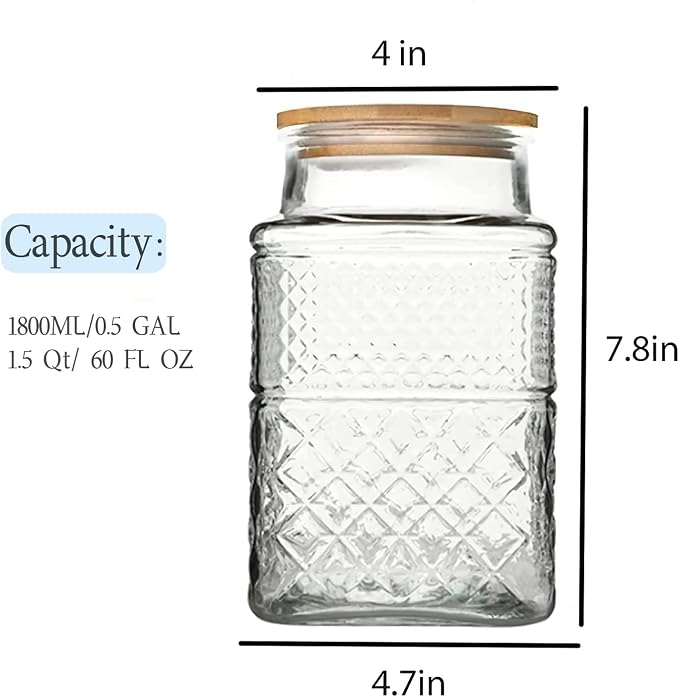 Large Glass Storage Jar, 2 Pack 60 FL OZ Glass Food Storage Containers - Image 6