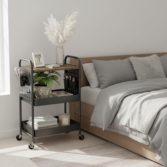danpinera 3 Tier Rolling Cart, Metal Storage Cart - Image 9