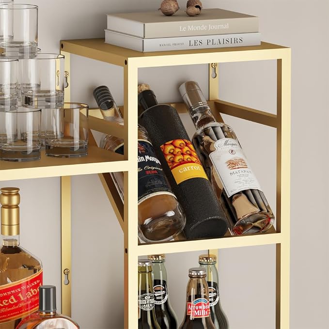 KaKaBB Metal Floating Bar Liquor Shelves 2 Tier, Wall Mounted Wine Rack - Image 7