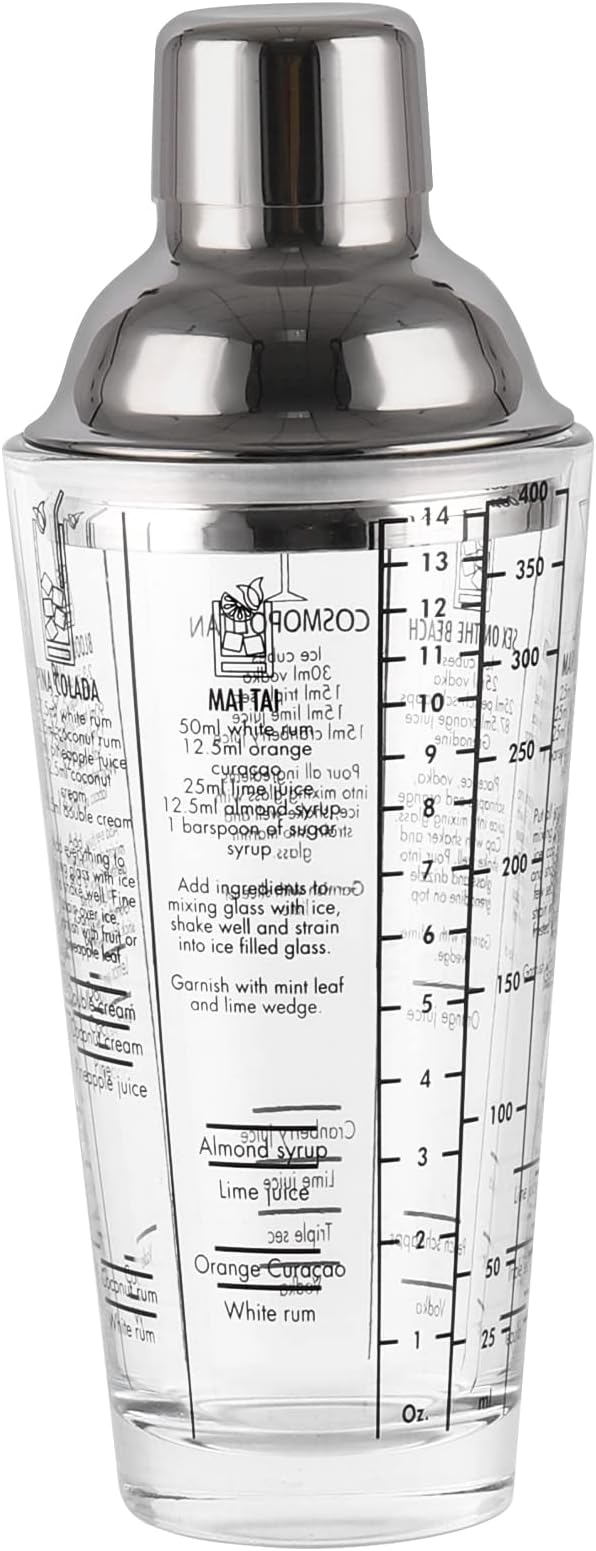 JNWINOG Cocktail Shaker Glass, Martini Shaker by JNWINOGCocktailShakerSet
