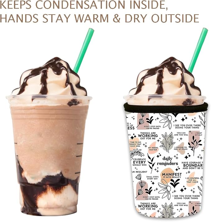 Reusable Insulated Neoprene Iced Coffee Cup Sleeve, Durable Drink Sleeve - Image 6