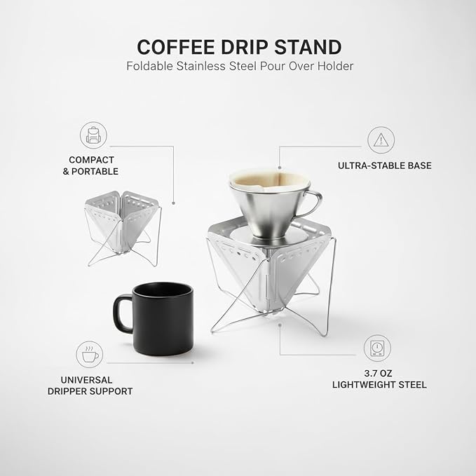 Coffee Drip Stand, Foldable Stainless Steel Pour Over Holder - Image 5
