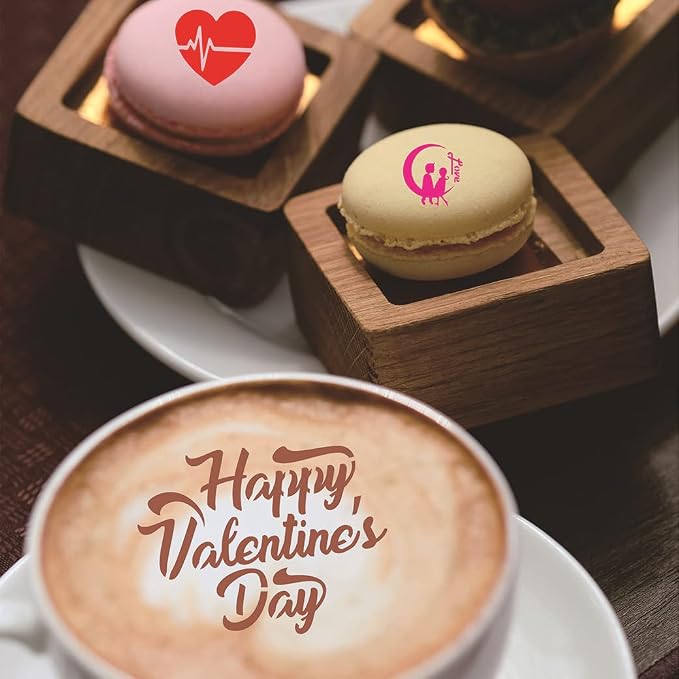 46 Coffee Stencils+2 Mesh Powder Shakers, Cake Baking Templates Coffee - Image 5