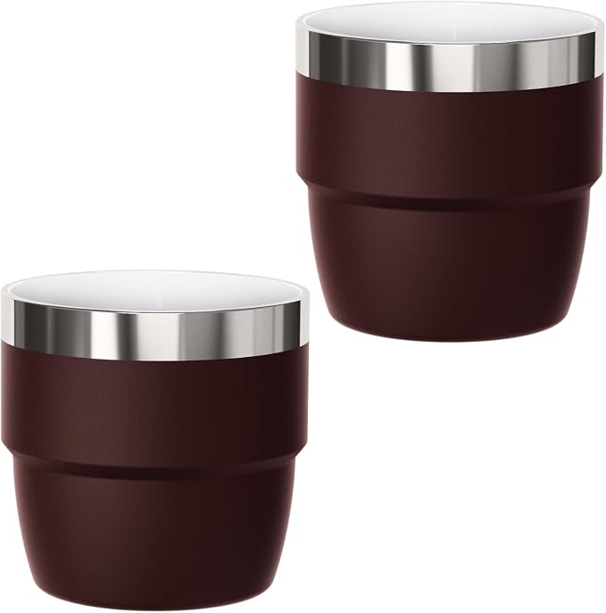 4 oz Small Espresso Cup, Ceramic-Lined 18/8 Stainless Steel, Double-Wall Vacuum by Cafezi