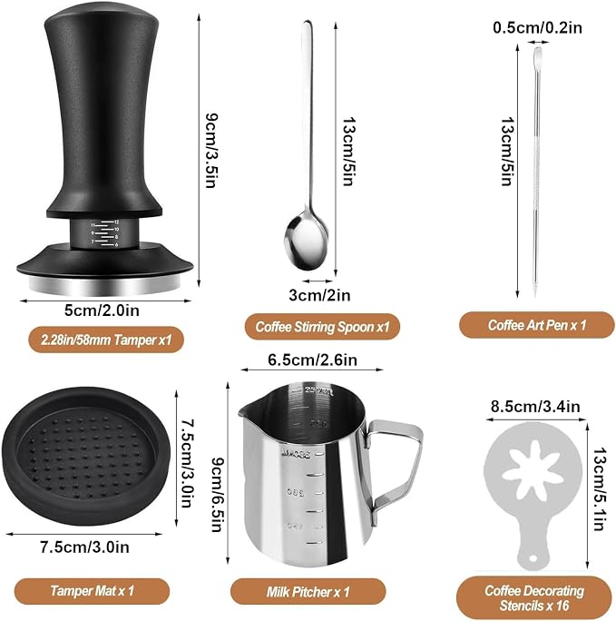 20 PCS Espresso Accessories Kit, Spring Loaded Calibrated Tamper, Spring Loaded - Image 2