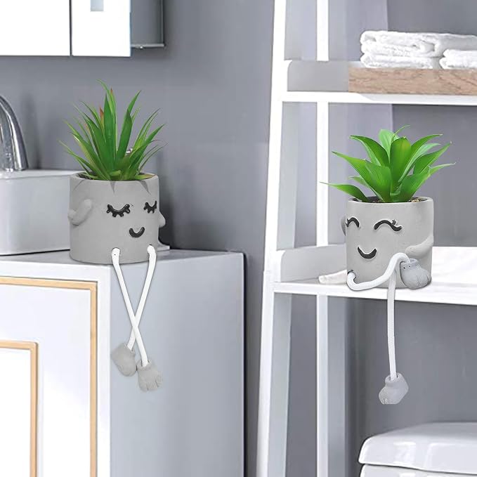 Zerzsy Faux Succulents in Cement Pots - Image 5