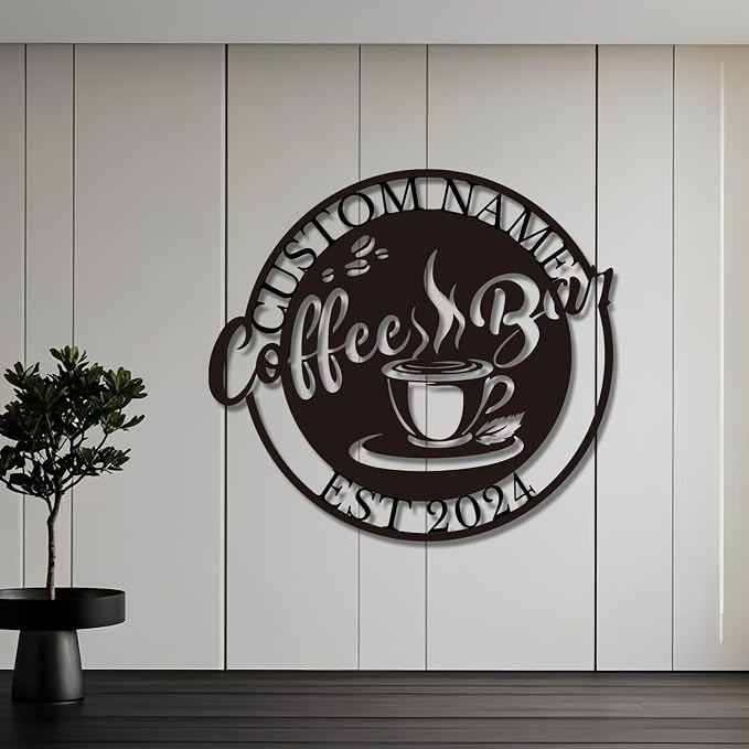 Personalized Coffee Bar Sign, Custom Metal Wall Art - Image 6
