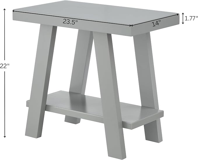 Gray Wood Side Table with Open Storage Shelf, 23.5 Inch Contemporary End Table - Image 2