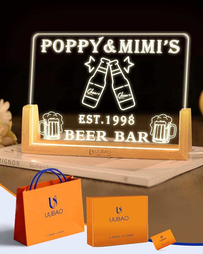 Personalized Light Up Signs for Home Bar Customized Name Bar Gifts Night Light by UUBAO