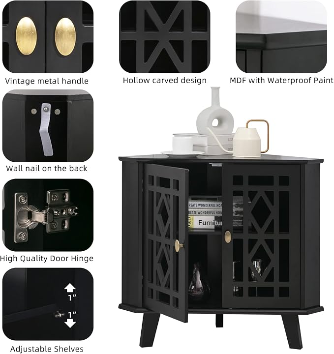 Scurrty Small Corner Table, Free-Standing Shelf Stand Storage Organizer - Image 6