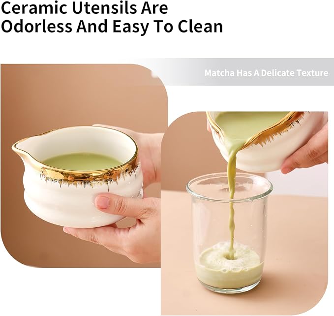Spouted Matcha Bowl – 7-Piece Matcha Whisk Set, - Image 4