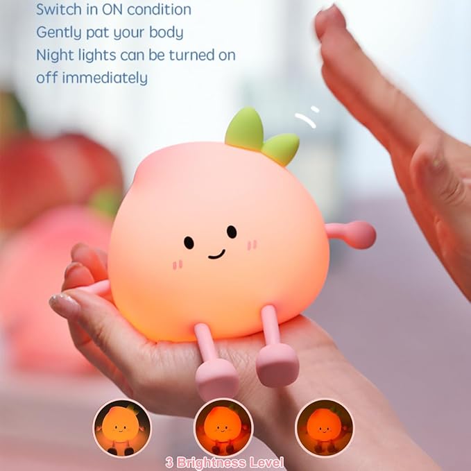 Peach Night Light for Adults Kids, Cute Silicone Dimmable Sleeping and - Image 2