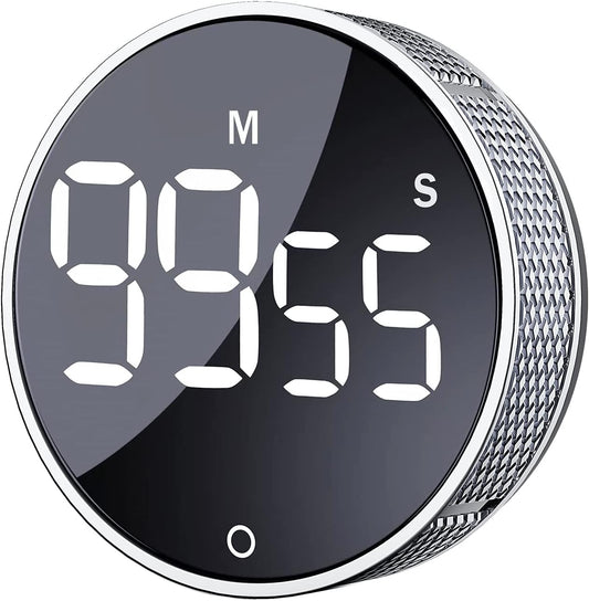 AVINIA Digital Kitchen Timers, Visual timers Large LED Display Magnetic Countdown Countup Timer for Classroom Cooking Fitness Baking Studying Teaching, Easy for Kids and Seniors Silver
