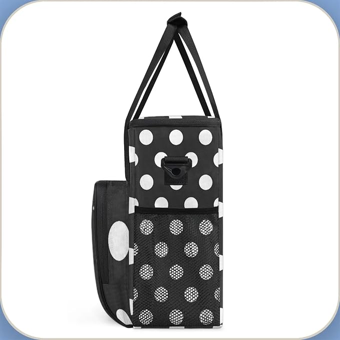 Black And White Polka Dots Coffee Maker Carring Bag, Large Insulated Storage - Image 4