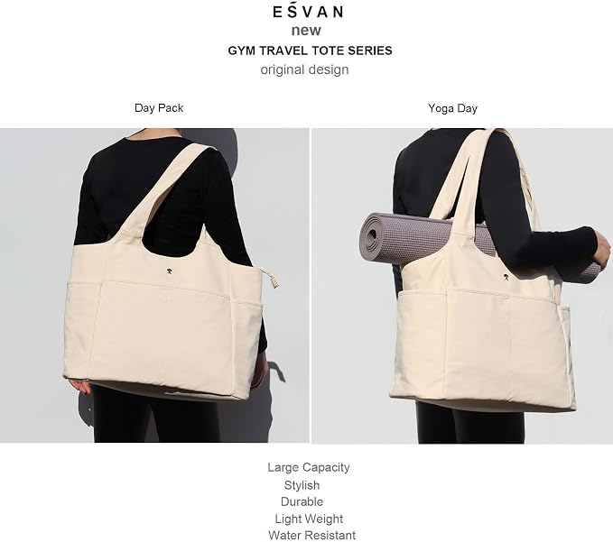 ESVAN Yoga Tote Bag Mat bag Women Shoulder Bags Carryall Tote - Image 5