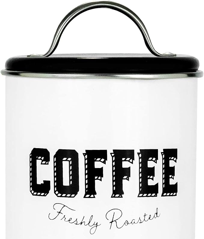 Amici Home Cottage Metal Coffee Canister - 42 oz Modern Black & White Tin - Image 4