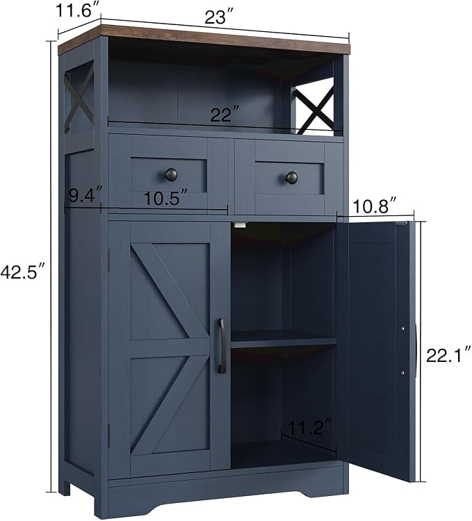 FiveWillowise Farmhouse Blue Storage Cabinet - Image 2
