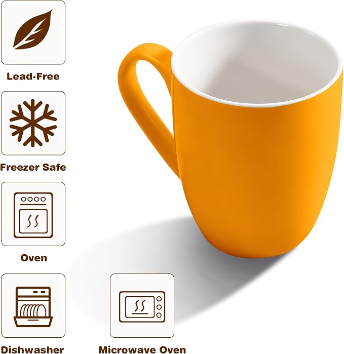 Urbanstrive 16 oz Large Coffee Mugs Set of 4 Ceramic Coffee Mug White Coffee - Image 3