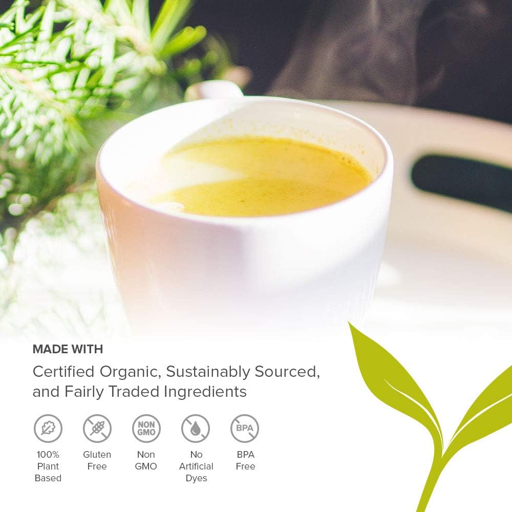 Banyan Botanicals Turmeric Milk – Organic Turmeric Latte Mix with Ashwagandha & Cardamom – Instant Caffeine Free Golden Milk with Maple Sugar – 4.3 oz, 26 servings –Non GMO Sustainably Sourced Vegan
