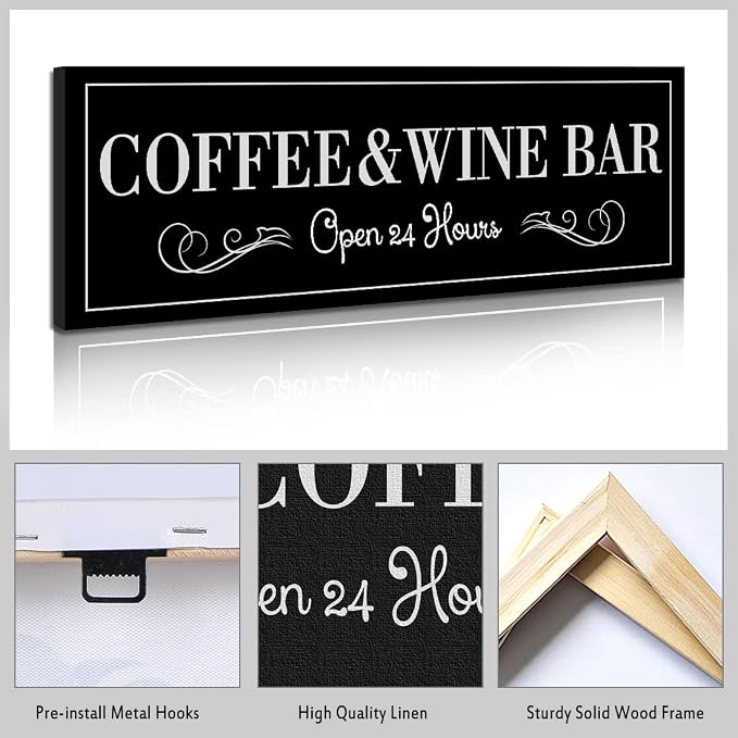 WOWGOOMO Coffee and Wine Bar Signs Decor, Classic Kitchen Wine Cabinet - Image 7