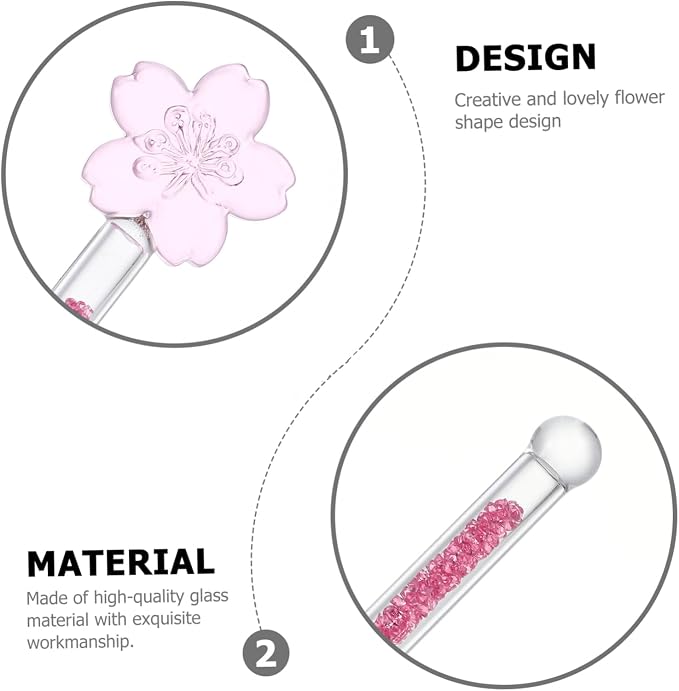 Flower Design Glass Stirring Rod Elegant Cocktail Mixer - Image 4