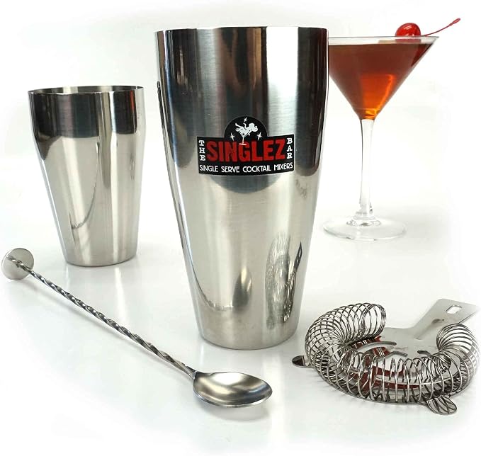 Singlez Bar Boston Cocktail Shaker Kit & Martini Mix | Two Piece Weighted - Image 3