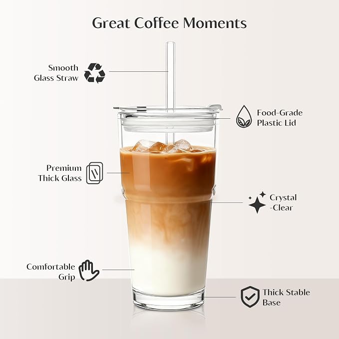 INSETLAN 20oz Clear Glass Cup - Image 8