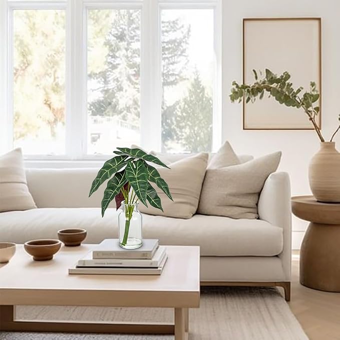 2 Packs Real Touch Faux Alocasia Plants in Vase - Image 4