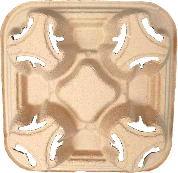 Disposable 4 Cup Drink Carrier Trays, Biodegradable Pulp Fiber Coffee Carry Tray - Image 6