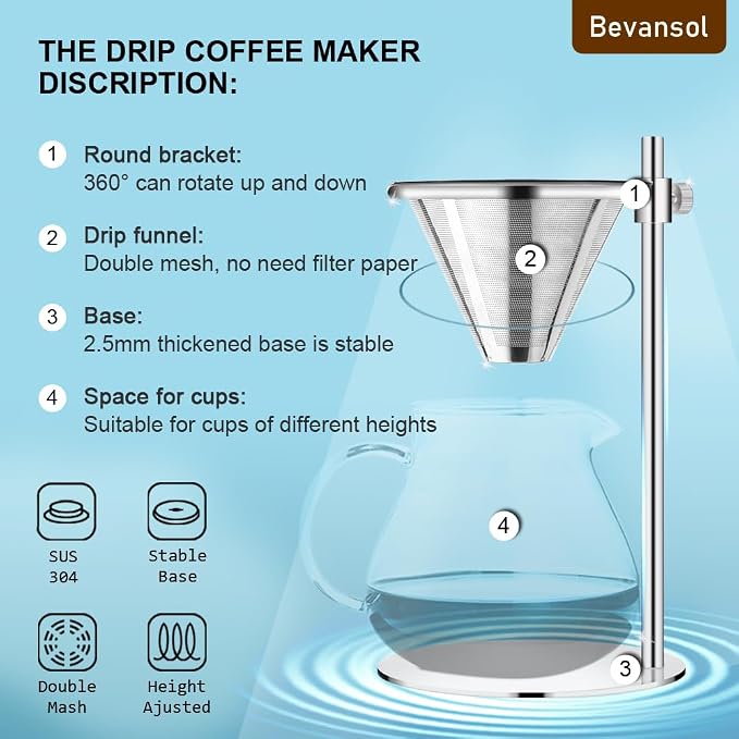 Adjustable Stainless Steel Coffee Dripper Stand - Image 4