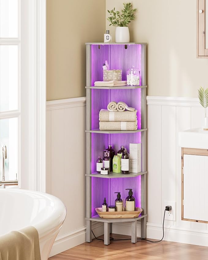 Corner Shelf Stand, 5 Tier Corner Bookshelf, Corner Furniture - Image 7