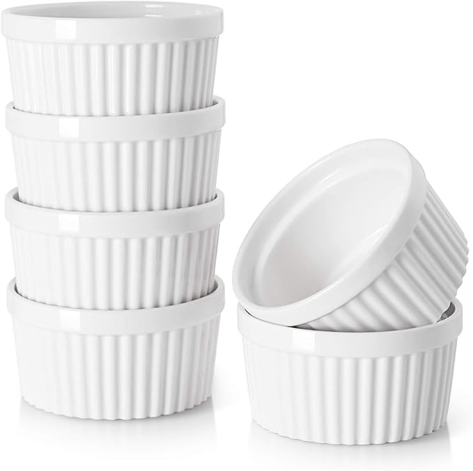 DOWAN 4 oz Ceramic Ramekins Set of 6, Oven Safe Souffle Dishes by DOWAN