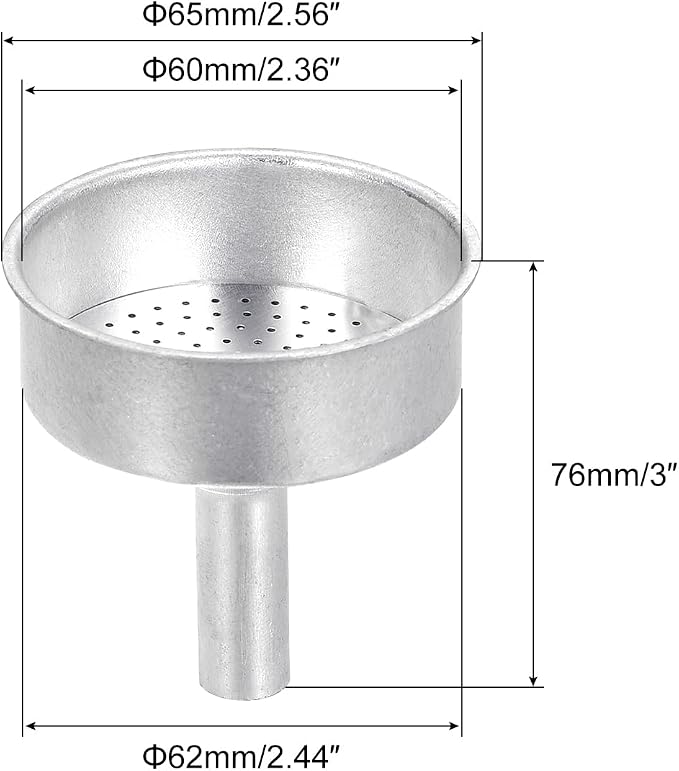 MECCANIXITY Aluminium Funnel Filter Replacement 65x62x76mm Silver - Image 2