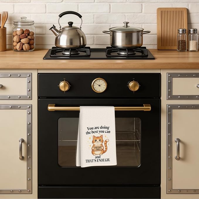 Inspirational Cat Kitchen Towels 24x14 Inch, Encouraging Orange Cat Gifts - Image 5