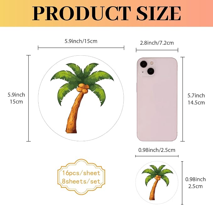 CREATCABIN 128Pcs Coconut Tree Stickers - Image 2