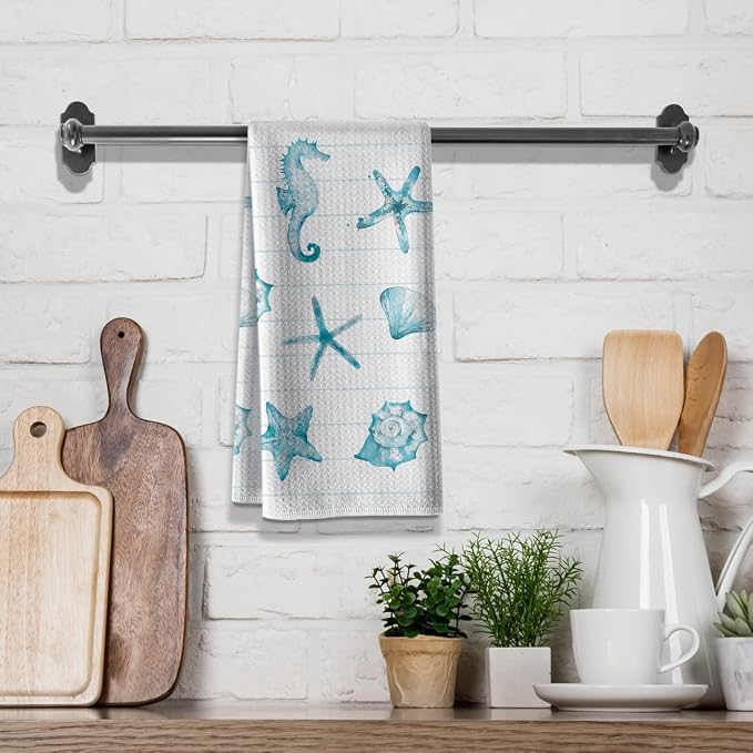 Kitchen Towels for Women-Funny Joked Starfish Seahorse Scallop Ocean Themed - Image 3